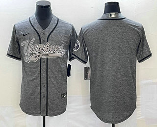 Men's New York Yankees Blank Grey Gridiron Cool Base Stitched Baseball Jersey