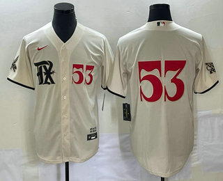 Men's Texas Rangers #53 Adolis Garcia Number Cream 2023 City Connect Cool Base Stitched Jersey