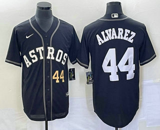 Men's Houston Astros #44 Yordan Alvarez Number Black Cool Base Stitched Baseball Jersey