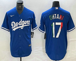 Men's Los Angeles Dodgers #17 Shohei Ohtani Mexico Blue Cool Base Stitched Jerseys