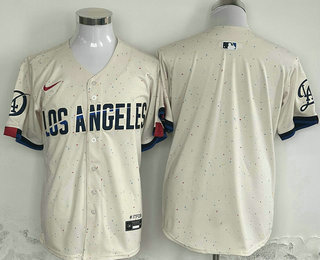 Men's Los Angeles Dodgers Blank Cream 2024 City Connect Limited Stitched Jersey