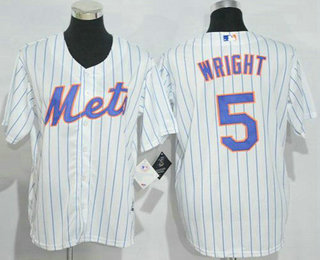 Men's New York Mets David Wright White(Blue Strip) Home Cool Base Stitched MLB Jersey