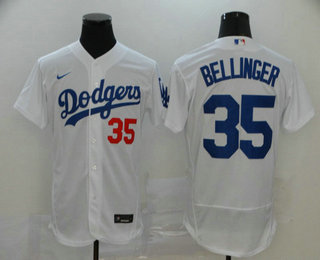 Men's Los Angeles Dodgers #35 Cody Bellinger White Stitched MLB Flex Base Nike Jersey