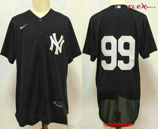 Men's New York Yankees #99 Aaron Judge Black No Name Stitched MLB Flex Base Nike Jersey