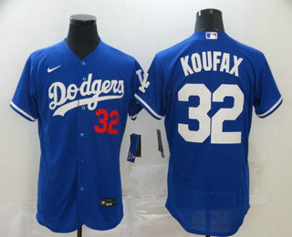 Size XXXXXL Men's Los Angeles Dodgers #32 Sandy Koufax Blue Stitched MLB Flex Base Nike Jersey