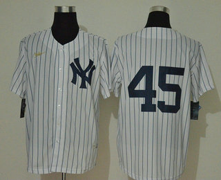 Men's New York Yankees #45 Gerrit Cole No Name White Throwback Stitched MLB Cool Base Nike Jersey