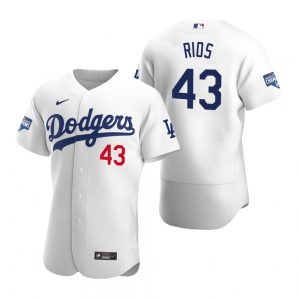 Los Angeles Dodgers #43 Edwin Rios White 2020 World Series Champions Jersey