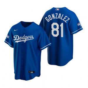 Men’s Los Angeles Dodgers #81 Victor Gonzalez Royal 2020 World Series Champions Replica Jersey