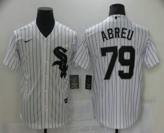 Men's Chicago White Sox #79 Jose Abreu White Pinstripe Stitched MLB Cool Base Nike Jersey