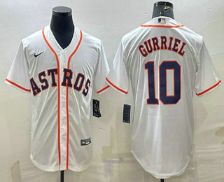 Men's Houston Astros #10 Yuli Gurriel White Stitched MLB Cool Base Nike Jersey