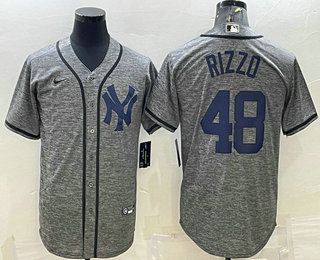 Men's New York Yankees #48 Anthony Rizzo Grey Gridiron Cool Base Stitched Jersey