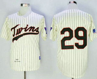 Men's Minnesota Twins #29 Rod Carew 1969 Cream Mitchell & Ness Throwback Jersey