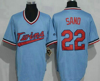 Men's Minnesota Twins #22 Miguel Sano Light Blue Pullover Throwback Majestic Cooperstown Collection Jersey