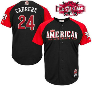 American League Detroit Tigers #24 Miguel Cabrera Black 2015 All-Star Game Player Jersey