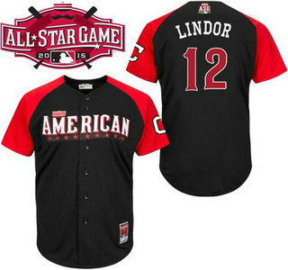 American League Cleveland Indians #12 Francisco Lindor Black 2015 All-Star Game Player Jersey