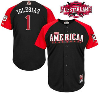 American League Detroit Tigers #1 Jose Iglesias Black 2015 All-Star Game Player Jersey Majestic