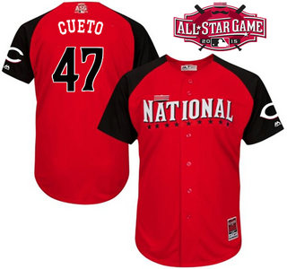 National League Cincinnati Reds #47 Johnny Cueto Red 2015 All-Star BP Jersey