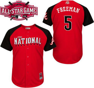 National League Atlanta Braves #5 Freddie Freeman Red 2015 All-Star BP Jersey