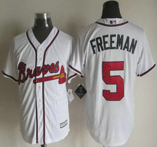 Men's Atlanta Braves #5 Freddie Freeman Home White 2015 MLB Cool Base Jersey