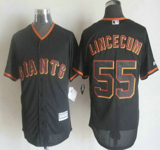 Men's San Francisco Giants #55 Tim Lincecum Alternate Black 2015 MLB Cool Base Jersey