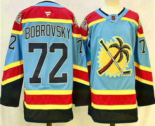 Men's Florida Panthers #72 Sergei Bobrovsky Blue 2024 Reverse Retro Stitched Jersey