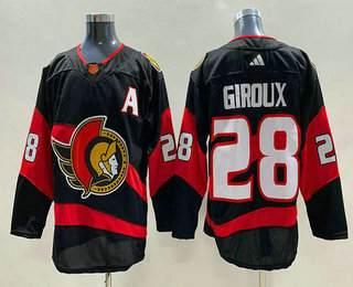 Men's Ottawa Senators #28 Claude Giroux Black 2022 Reverse Retro Authentic Jersey