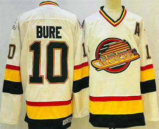 Men's Vancouver Canucks #10 Pavel Bure White Throwback CCM Jersey