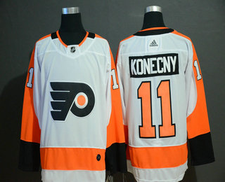 Men's Philadelphia Flyers #11 Travis Konecny White Adidas Stitched NHL Jersey