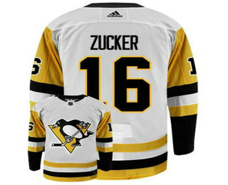 Men's Pittsburgh Penguins #16 Jason Zucker White Jersey White Adidas Stitched NHL Jersey