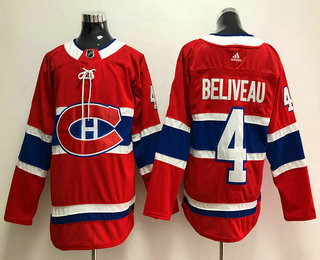 Men's Montreal Canadiens #4 Jean Beliveau Red 2017-2018 Hockey Stitched NHL Jersey