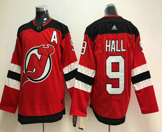 Men's New Jersey Devils #9 Taylor Hall Red With A Patch 2017-2018 Hockey Stitched NHL Jersey