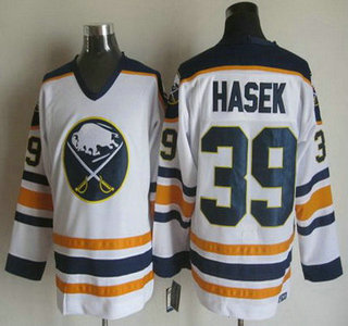 Men's Buffalo Sabres #39 Dominik Hasek 1983-84 White CCM Vintage Throwback Jersey