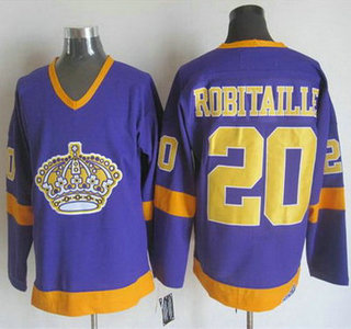 Men's Los Angeles Kings #20 Luc Robitaille 1977-79 Purple CCM Vintage Throwback Jersey