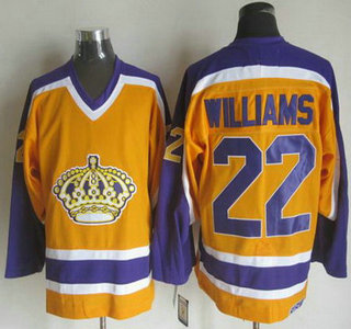 Men's Los Angeles Kings #22 Tiger Williams 1980-81 Yellow CCM Vintage Throwback Jersey