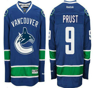 Men's Vancouver Canucks #9 Brandon Prust Home Blue NHL Reebook Jersey