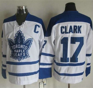 Men's Toronto Maple Leafs #17 Wendel Clark 1998-99 White CCM Vintage Throwback Jersey