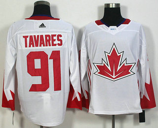 Men's Team Canada #91 John Tavares White 2016 World Cup of Hockey Game Jersey