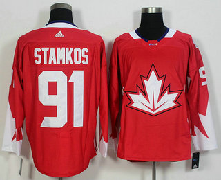 Men's Team Canada #91 Steven Stamkos Red 2016 World Cup of Hockey Game Jersey