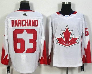 Men's Team Canada #63 Brad Marchand White 2016 World Cup of Hockey Game Jersey