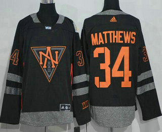 Men's North America Hockey #34 Auston Matthews Black 2016 World Cup of Hockey Stitched adidas WCH Game Jersey