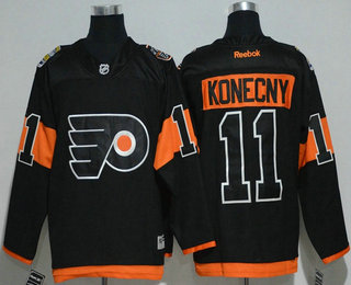 Men's Philadelphia Flyers #11 Travis Konecny Black 2017 Stadium Series Stitched NHL Reebok Hockey Jersey