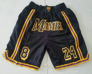 Men's Black Mamba #8 #24 Kobe Bryant Black Just Don Swingman Throwback Shorts