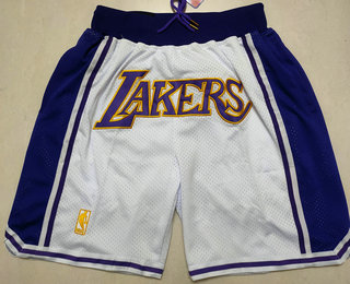 Men's Los Angeles Lakers White Gold NBA Just Don Swingman Throwback Shorts