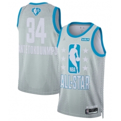 Men 2022 All Star 34 Giannis Antetokounmpo Gray Basketball Jersey