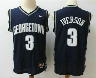 Men's Georgetown Hoyas #3 Allen Iverson Black Colleg