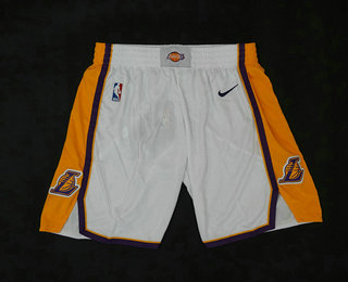 Men's Los Angeles Lakers White 2017-2018 Nike Swingman Stitched NBA Shorts