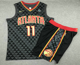 Men's Atlanta Hawks #11 Trae Young Black 2018 Nike Swingman Stitched NBA Jersey With Shorts