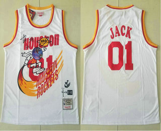 Travis Scott X Br X Mitchell Ness Houston Rockets #01 Jack White Basketball Swingman Stitched Throwback Jersey