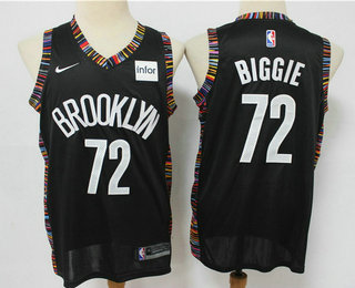 Men's Brooklyn Nets #72 Biggie Black Nike 2020 New Season Swingman City Edition Jersey With The Sponsor Logo