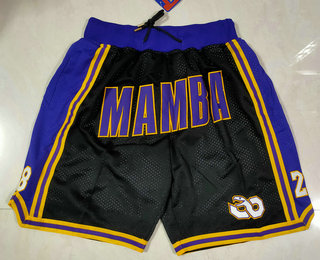 Men's Los Angeles Lakers #8 #24 Kobe Bryant Black Mamba Black Just Don Swingman Throwback Shorts